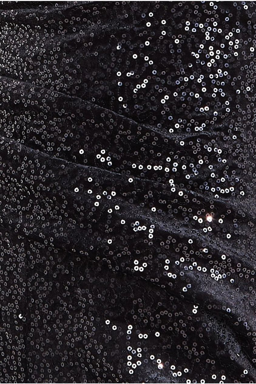 Goddiva Sequin Velvet Bardot Romper - Black