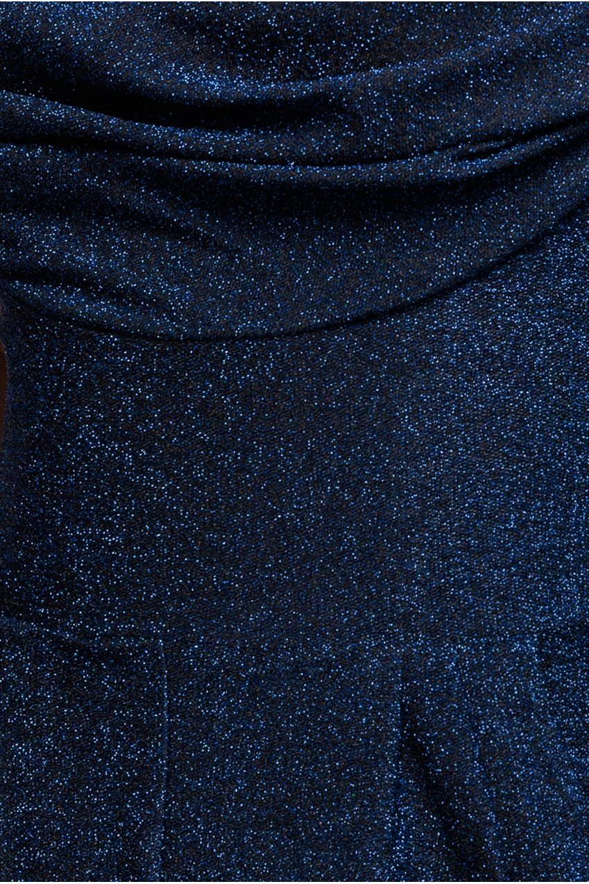 Goddiva Lurex Cowl Neck Romper - Navy