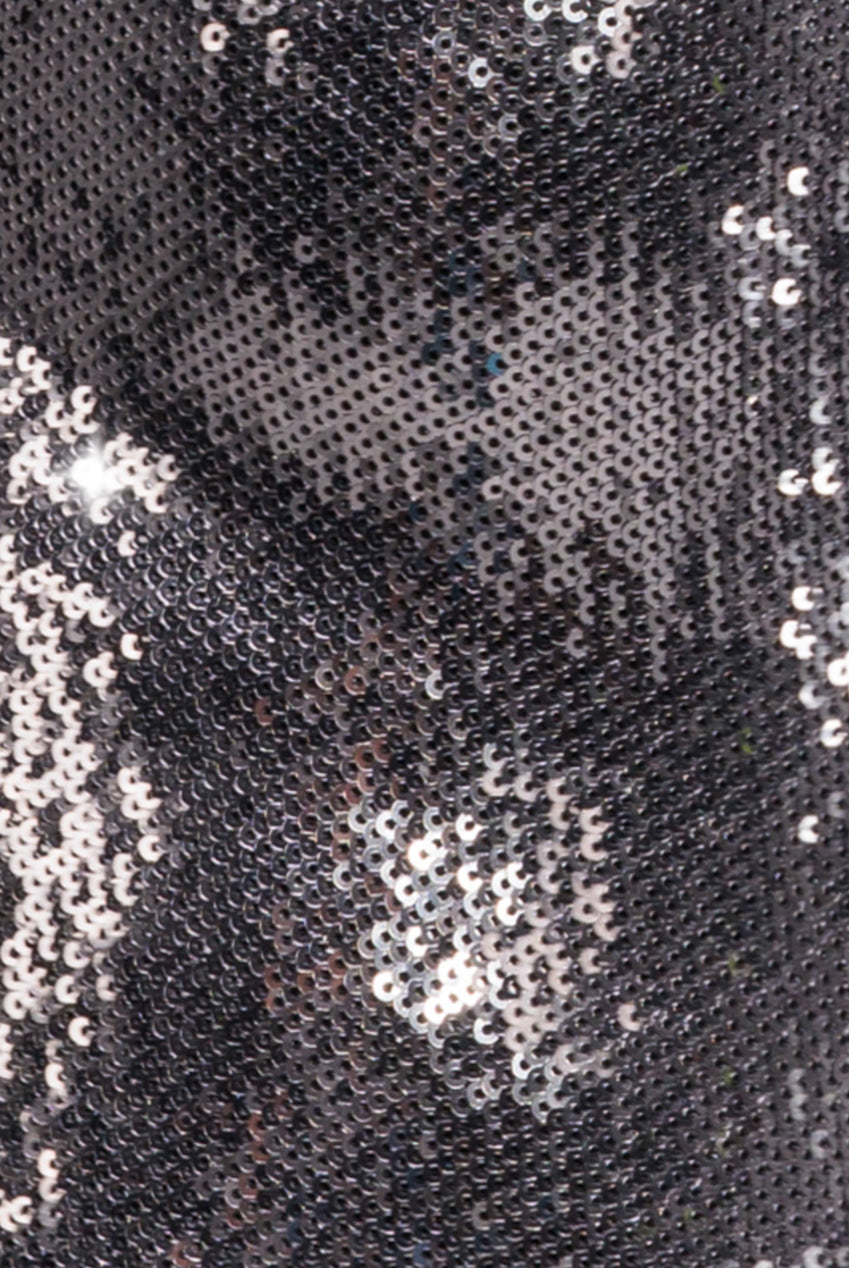 Goddiva Liquid Sequin Romper With Corsage - Silver