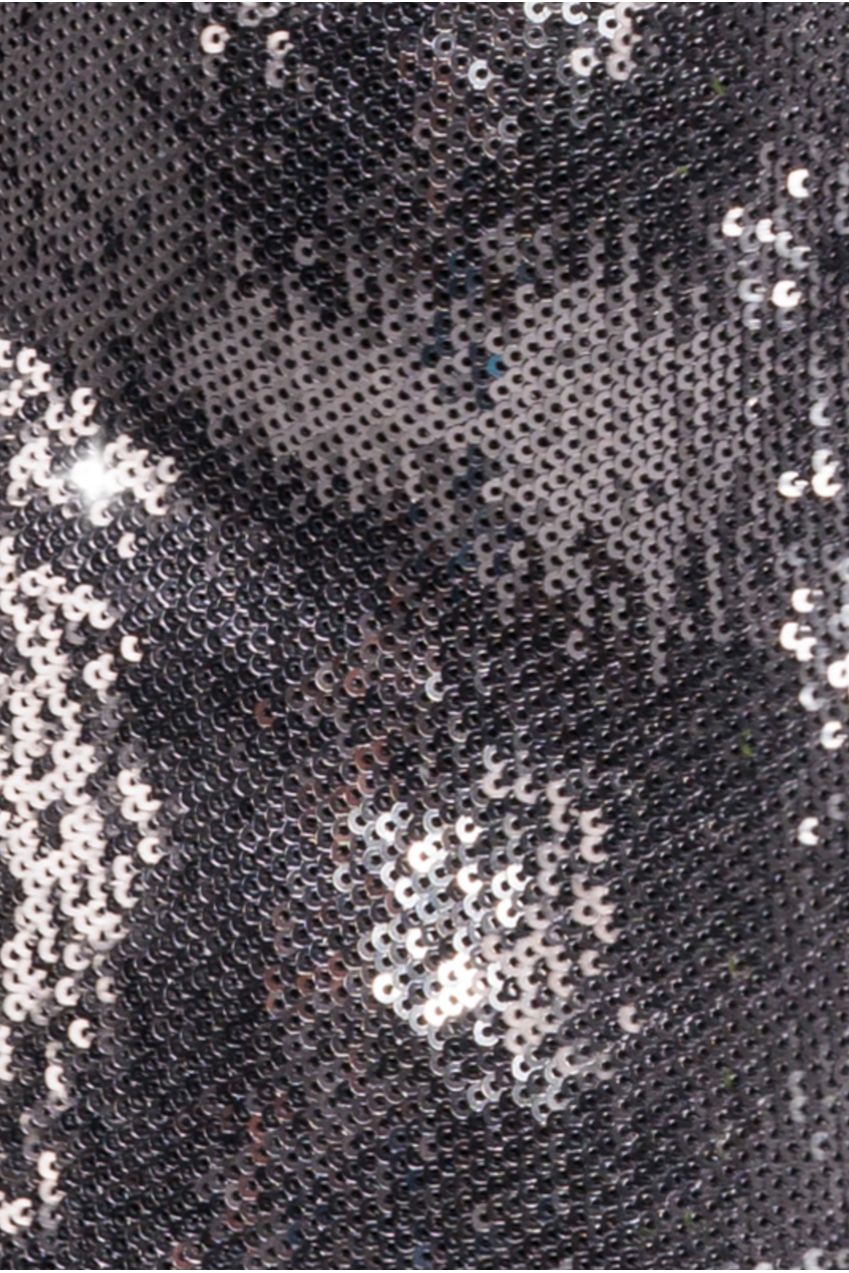 Goddiva Liquid Sequin Romper With Corsage - Silver