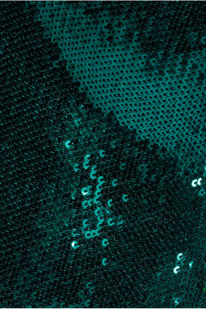 Goddiva Liquid Sequin Romper With Corsage - Emerald Green