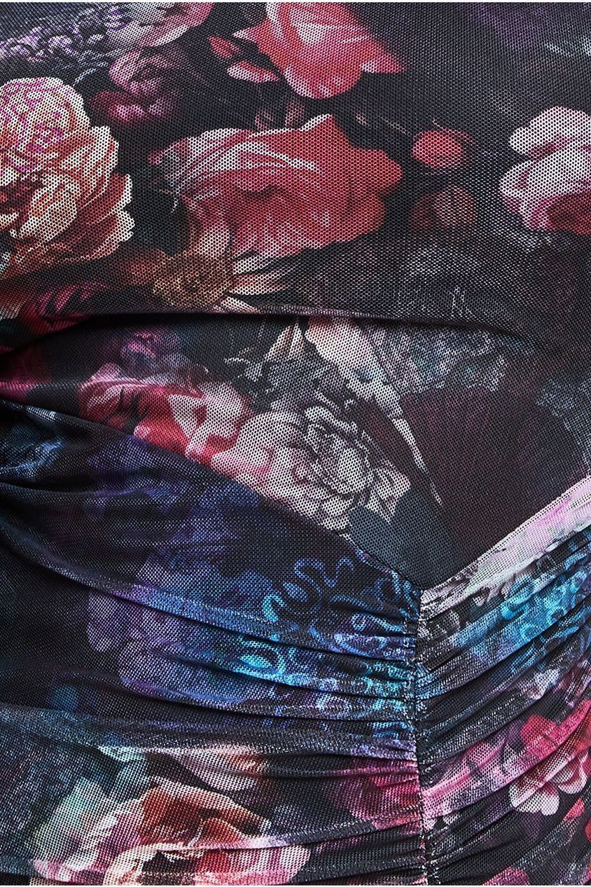 Goddiva Printed Sheer Leggings - Black