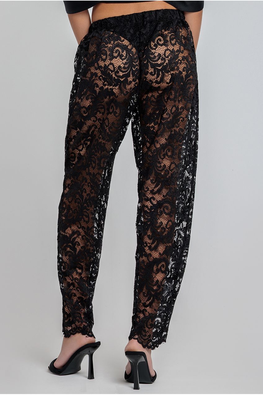 Goddiva Barrell Leg Scalloped Hem Pant - Black