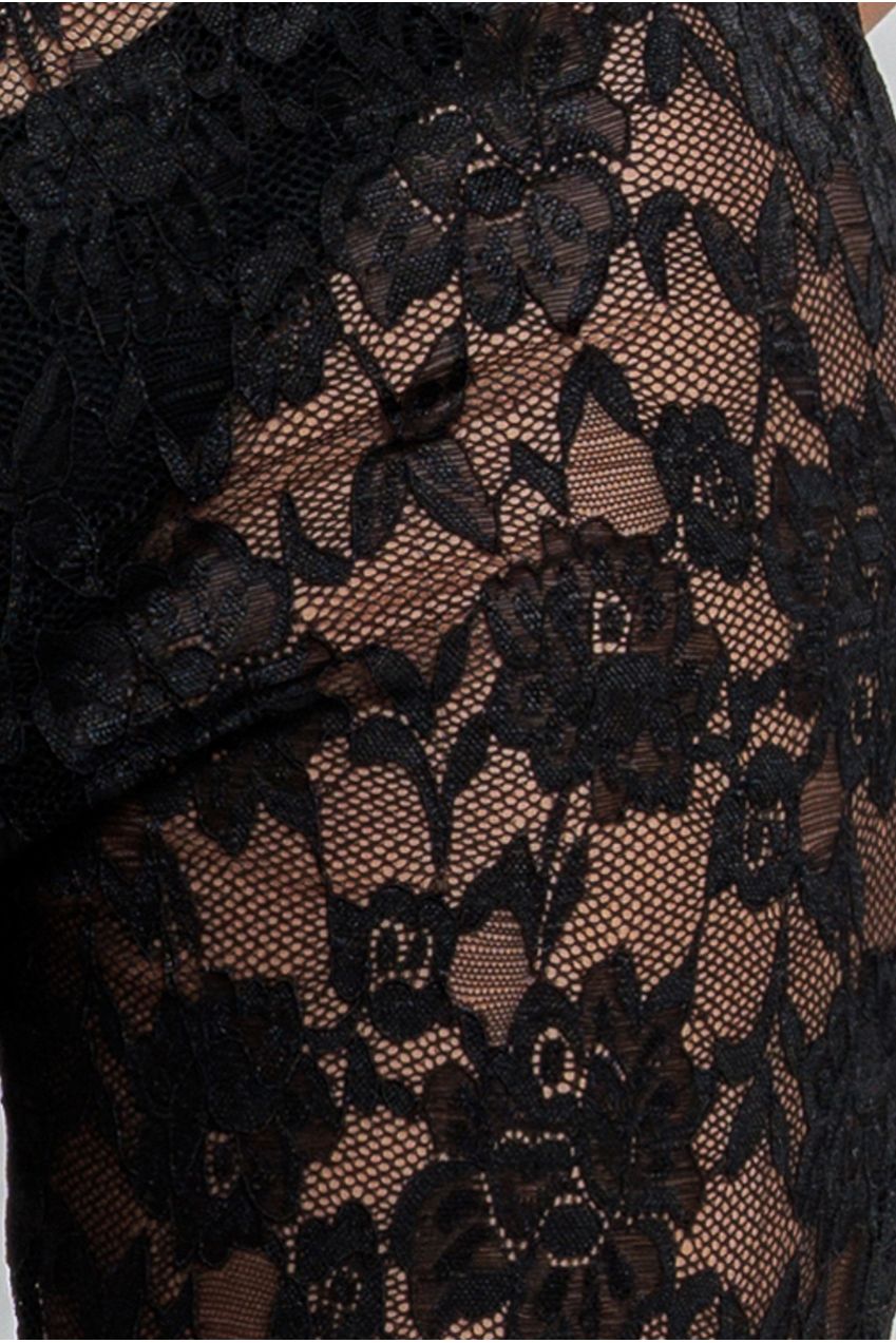 Goddiva Bootcut Scalloped Lace Pant - Black