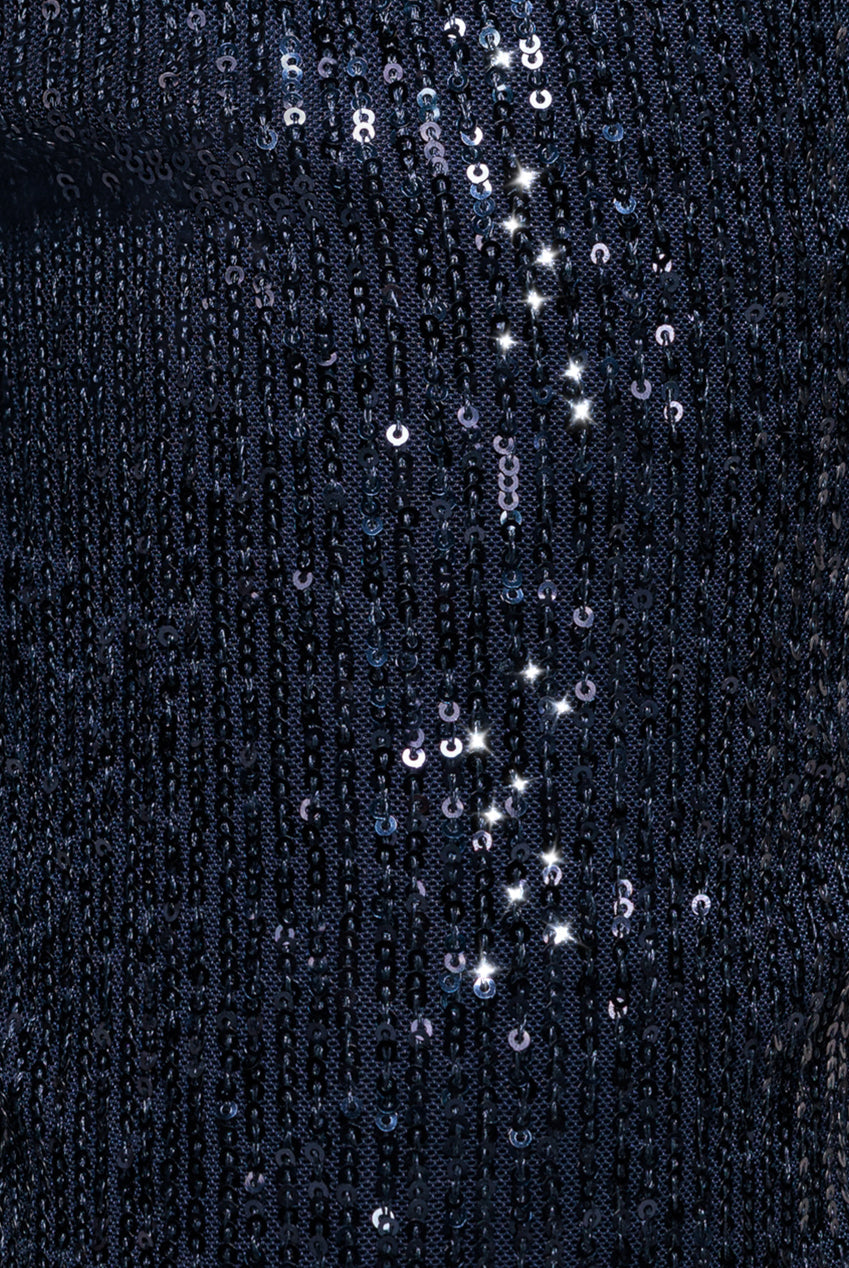 Goddiva Sequin Cuffed Ankle Pant - Navy