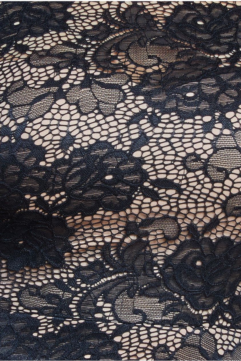 Goddiva Scalloped Lace A-Line Maxi Dress - Black