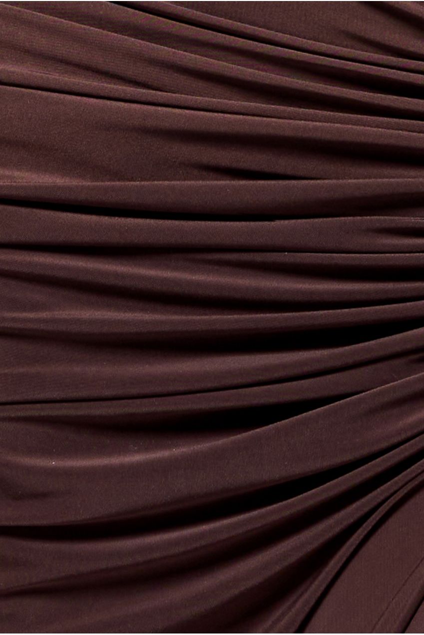 Goddiva Super Split Front Drawstring Maxi Skirt - Brown