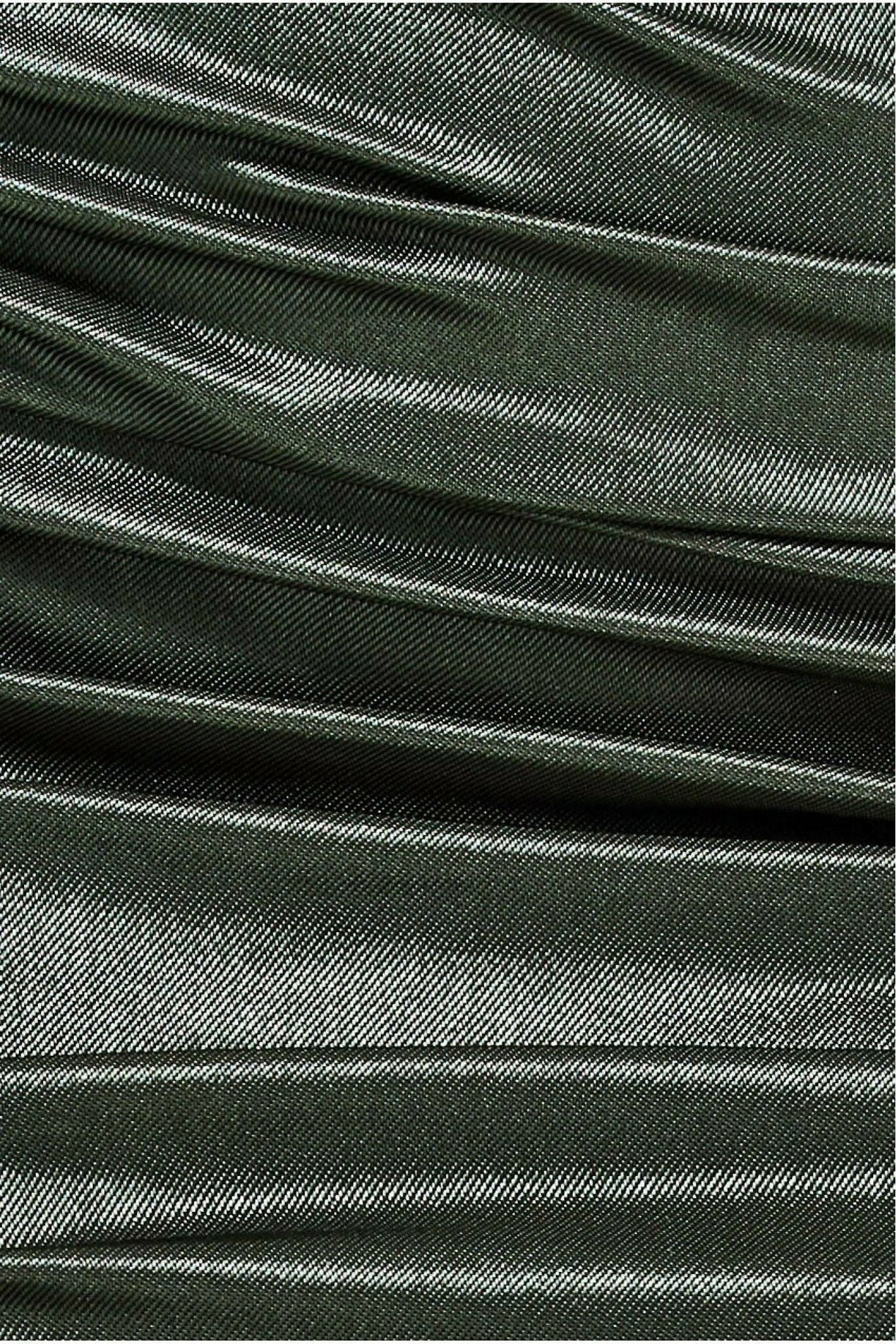 Goddiva Ruched Satin Mini Skirt - Khaki