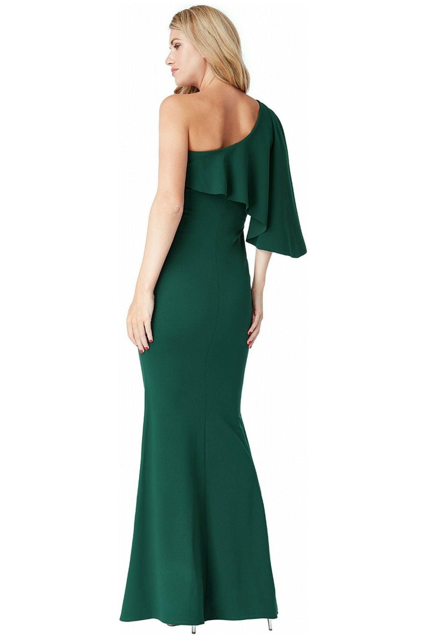 Goddiva Off The Shoulder Flair Maxi Dress - Emerald