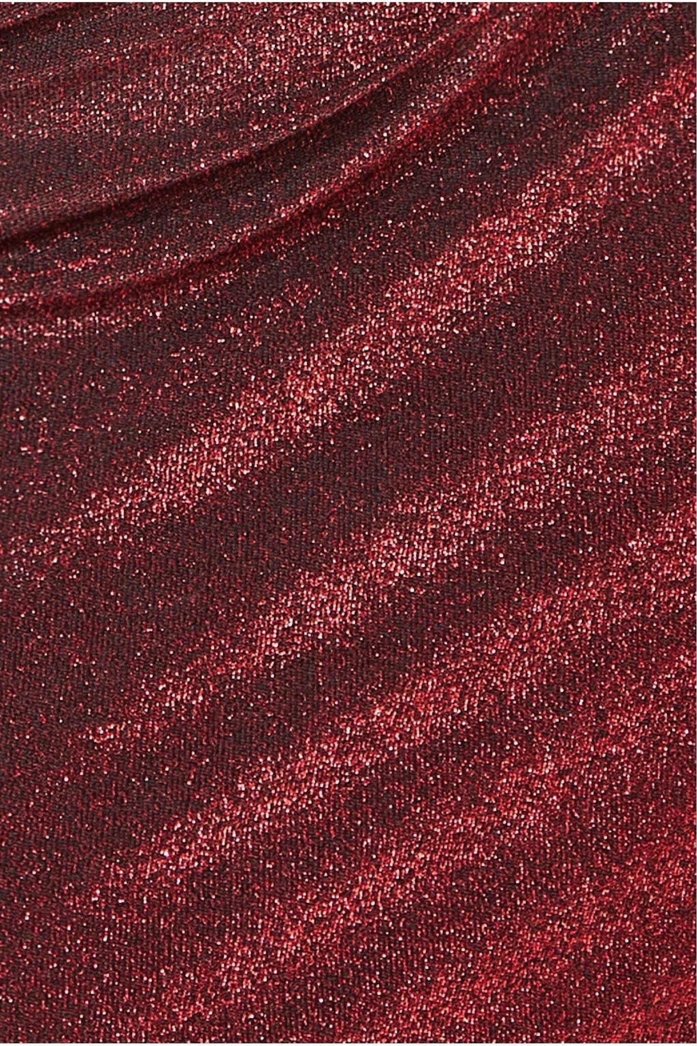 Goddiva Lurex Cowl Neck Off The Shoulder Maxi - Red