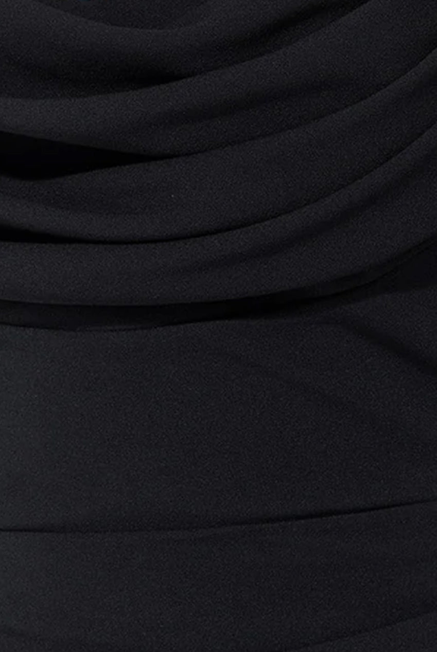 Goddiva Chiffon Off The Shoulder Cowl Neck Maxi Dress - Black