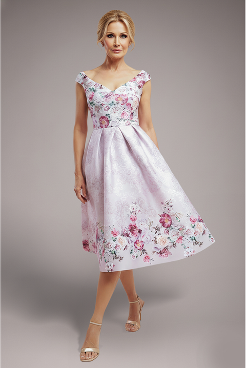 Goddiva Sweetheart Floral Midi Dress - Blush Pink