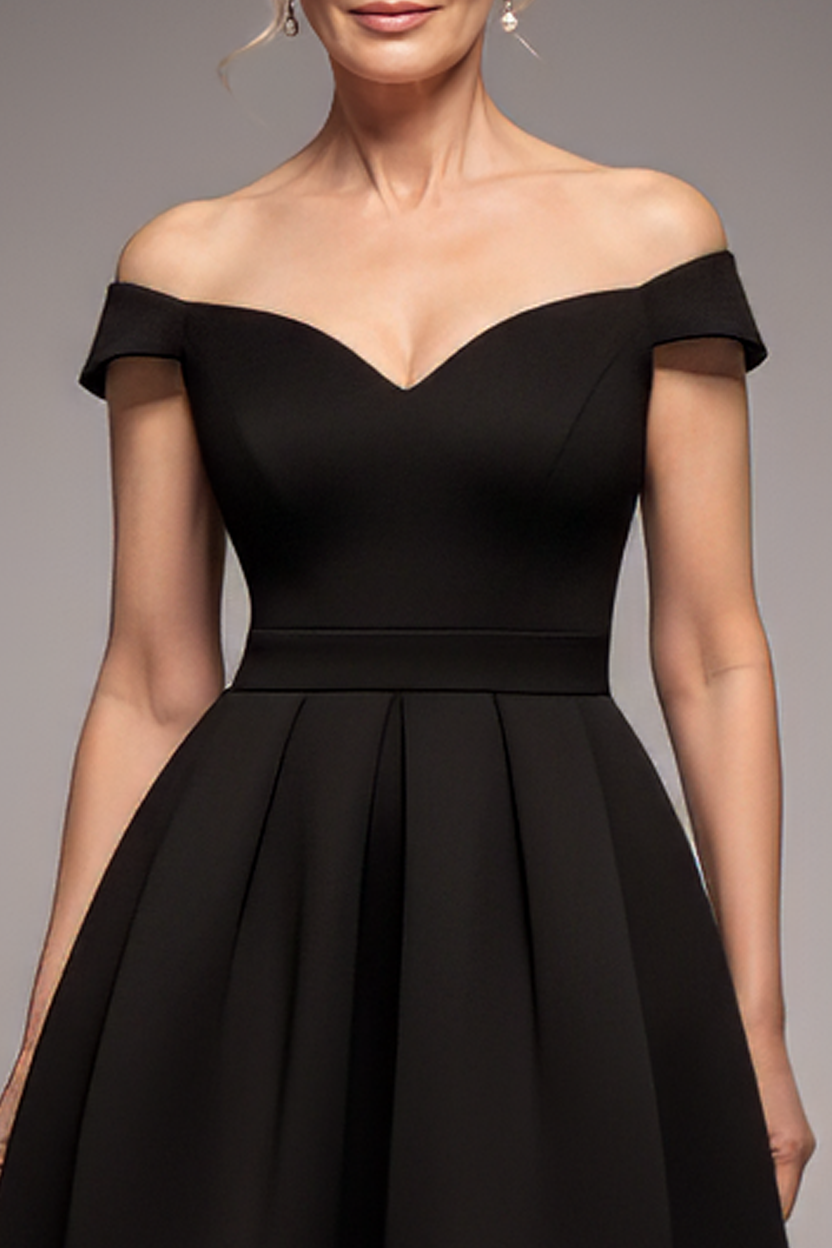 Goddiva Scuba Foam Skater Midi Dress - Black