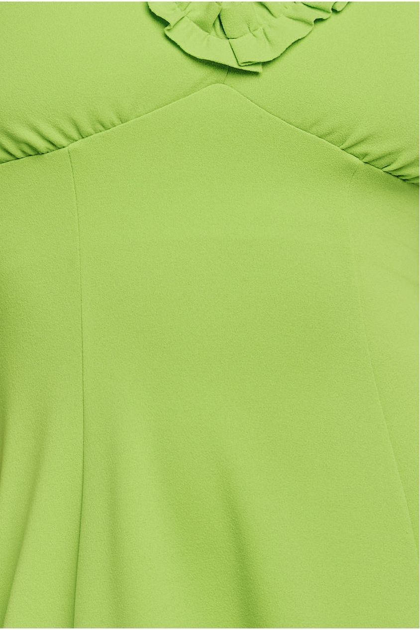 Goddiva Flare Sleeve Frill Edge Midi Dress - Lime Green