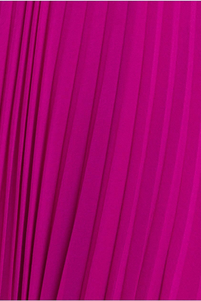 Goddiva Cowl Neck Pleated A-Line Chiffon Midi Dress - Magenta