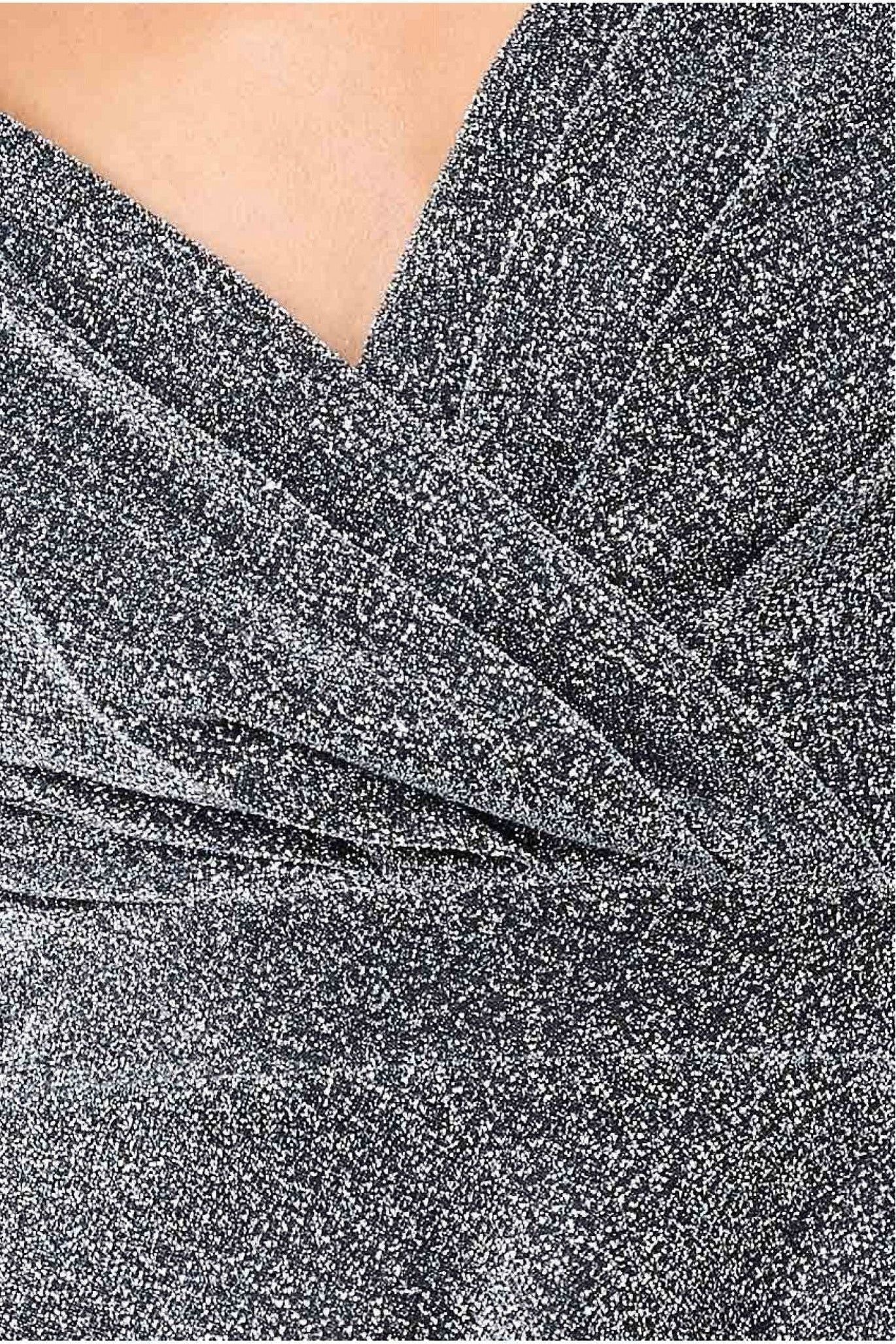 Goddiva Crossover Lurex Glitter Maxi Dress - Silver