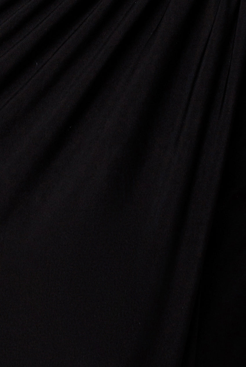 Goddiva Asymmetric Gathered Front Split Maxi Skirt - Black