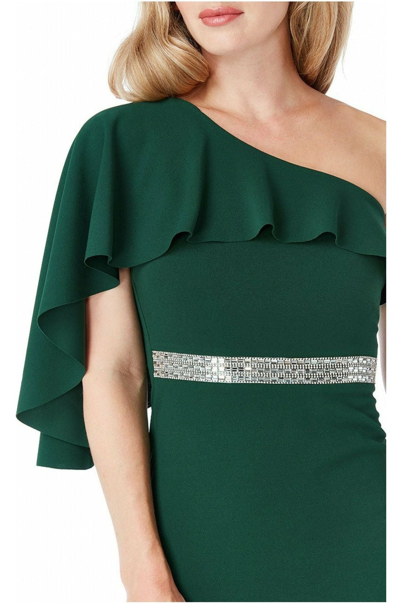 Goddiva Off The Shoulder Flair Maxi Dress - Emerald