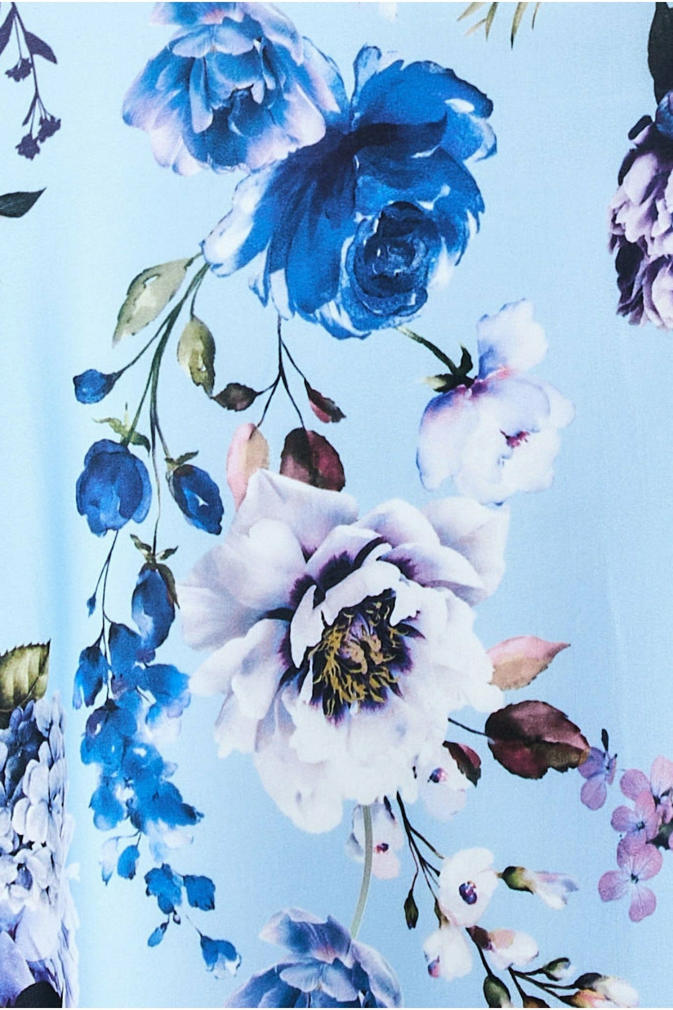 Goddiva Scuba Foam Floral Midi Dress - Light Blue
