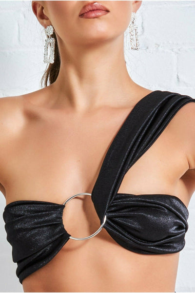 Black - Goddiva Ring Detail Bralette - Black