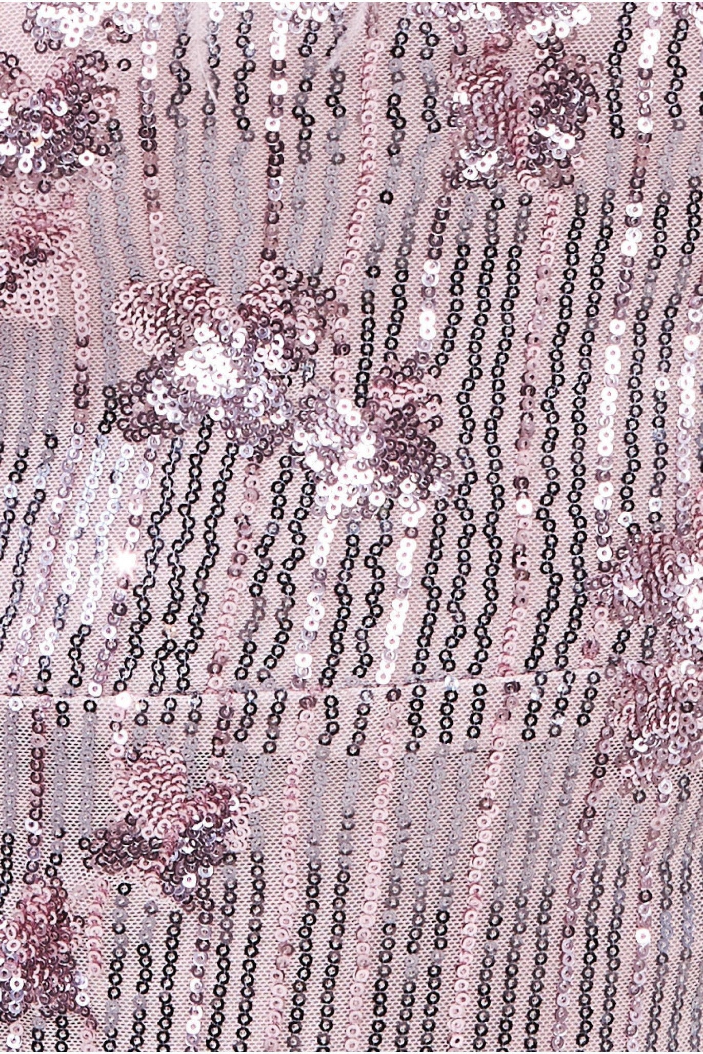 Goddiva Sequin And Feather Boobtube Midi - Blush