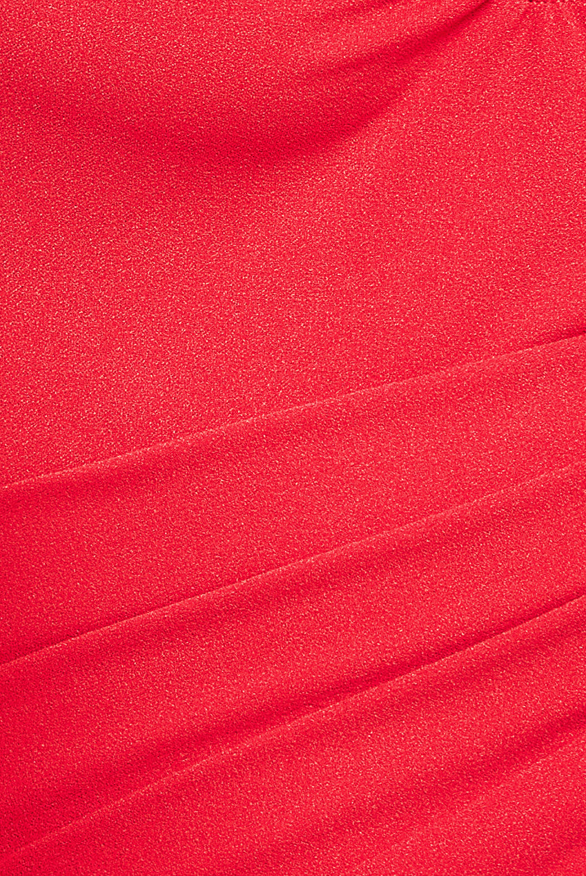 Goddiva Bardot Pleated Maxi With Metal Trim Maxi Dress - Red