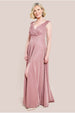 Goddiva Crossover Lurex Glitter Maxi Dress - Dark Rose