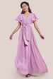 Goddiva Sustainable Chiffon Flutter Sleeve Wrap Maxi Dress - Lavender