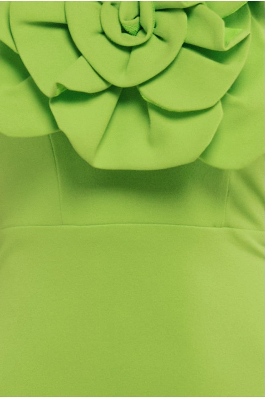 Goddiva Scuba Crepe Bandeau Rose Maxi Dress - Lime Green