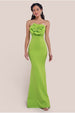 Goddiva Scuba Crepe Bandeau Rose Maxi Dress - Lime Green