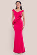 Goddiva Scuba Crepe Rose Frill Maxi Dress - Magenta