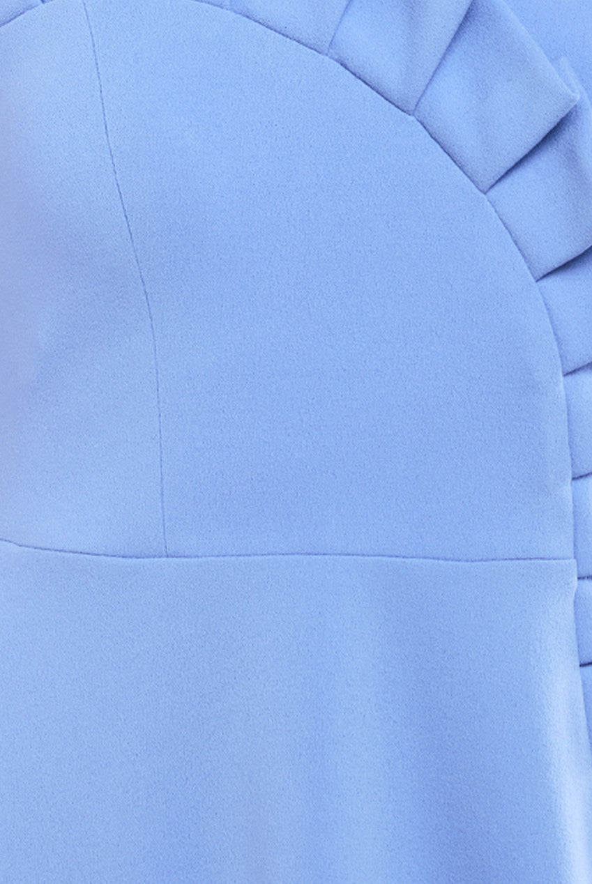 Goddiva Frilled Halter Neck Strap Midi Dress - Cornflower Blue