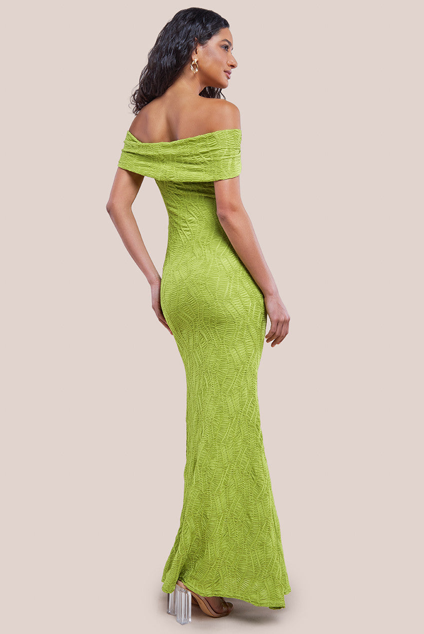 Goddiva Front Knot Twist  Maxi Dress - Lime Green