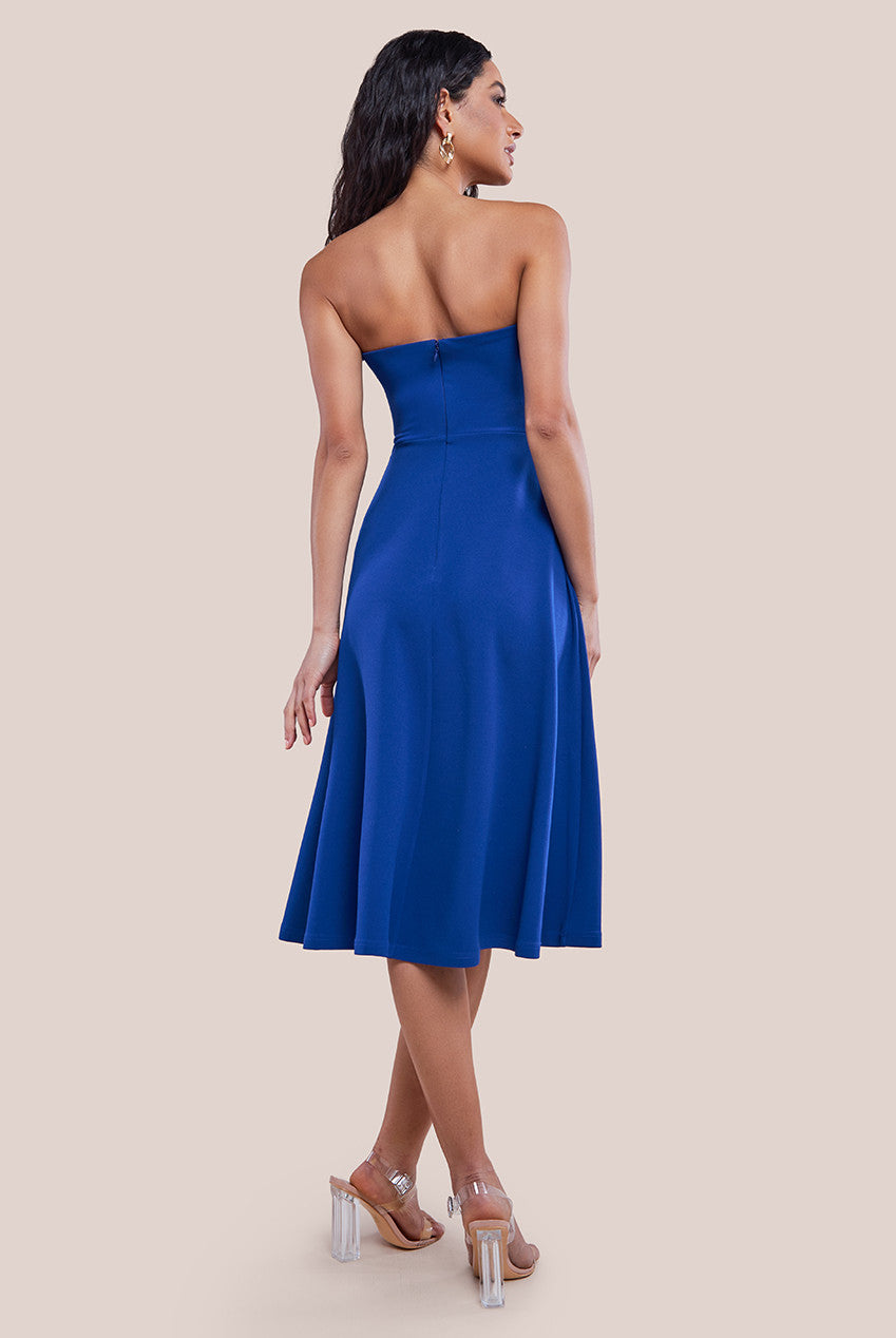 Goddiva Frilled Halter Neck Strap Midi Dress - Royal Blue