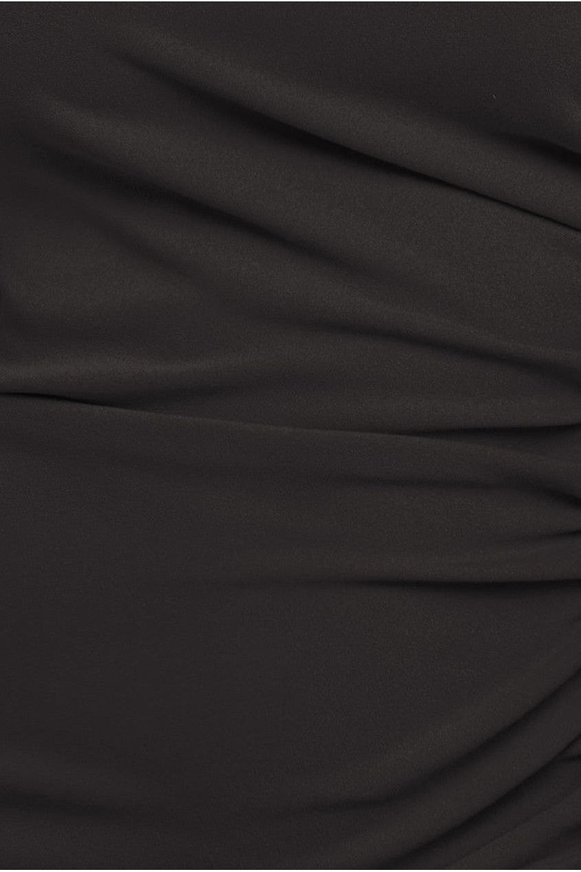 Goddiva One Shoulder Satin Band Bodycon Midi Dress - Black