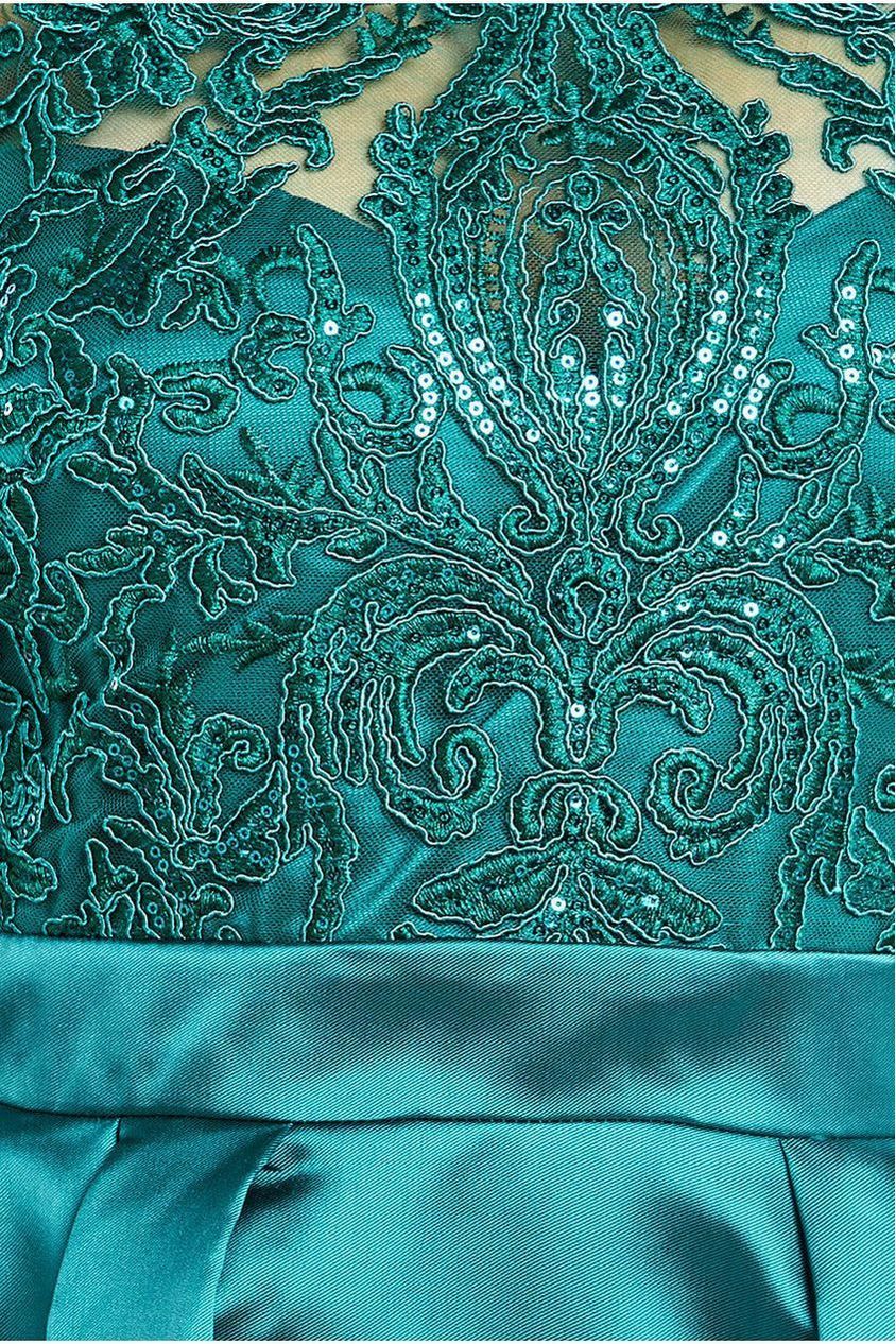 Goddiva Sequin & Satin Dipped Hem Midi Dress - Emerald Green