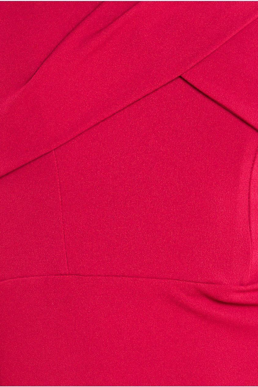 Goddiva Pleated Bardot Scuba Maxi Dress - Wine