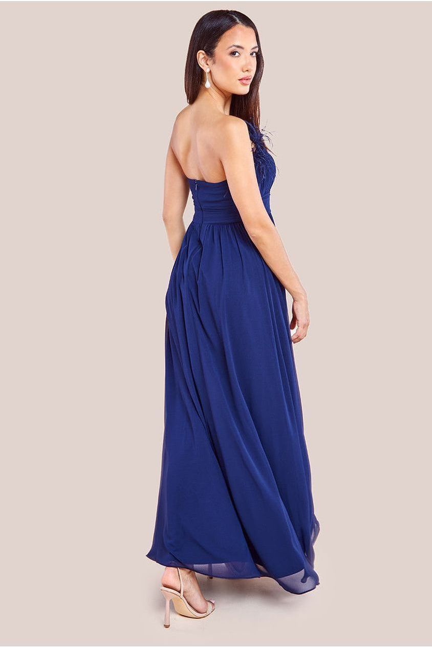 Goddiva Bridesmaids Chiffon Maxi Dress - Navy