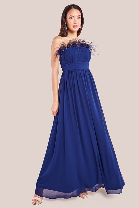 Goddiva Bridesmaids Chiffon Maxi Dress - Navy