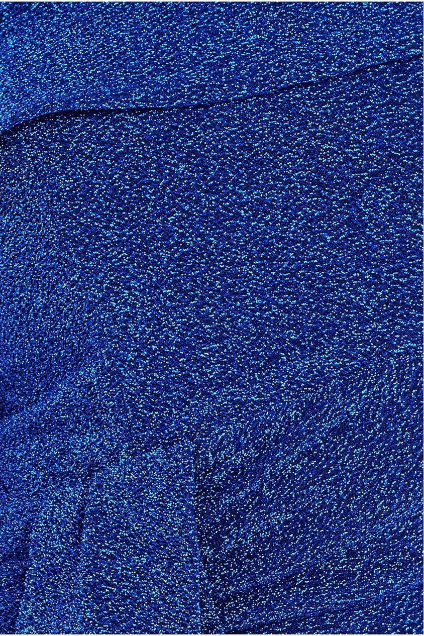 Goddiva Sparkling Bardot Midi With Waterfall Ruffle - Royal Blue