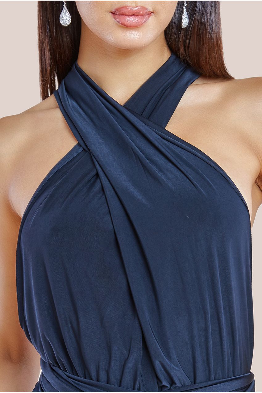 Goddiva Multiway Tie-Up Maxi Dress - Navy