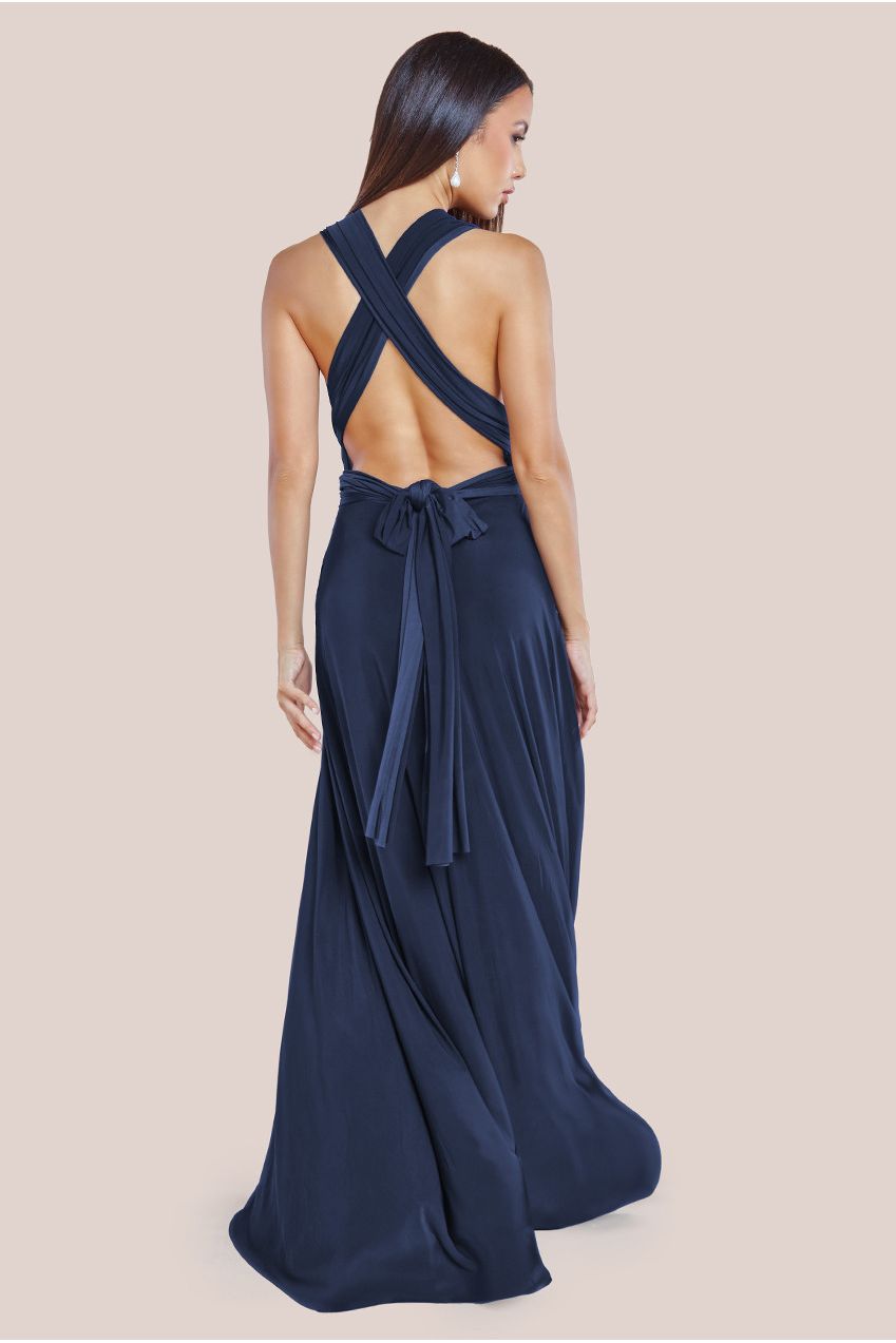 Goddiva Multiway Tie-Up Maxi Dress - Navy