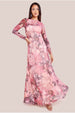 Goddiva Printed Soft Mesh A-Line Maxi Dress - Blush