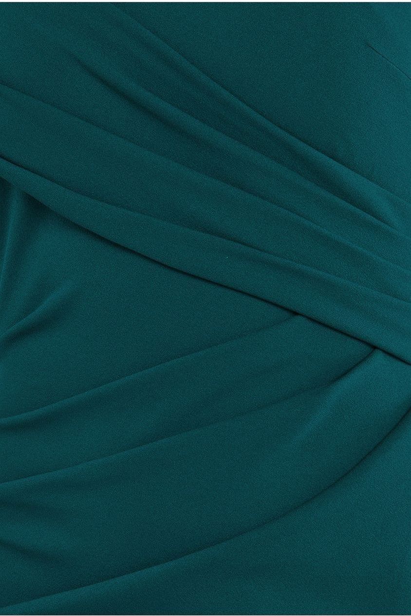 Goddiva Scuba Crepe  Off The Shoulder Maxi - Emerald Green