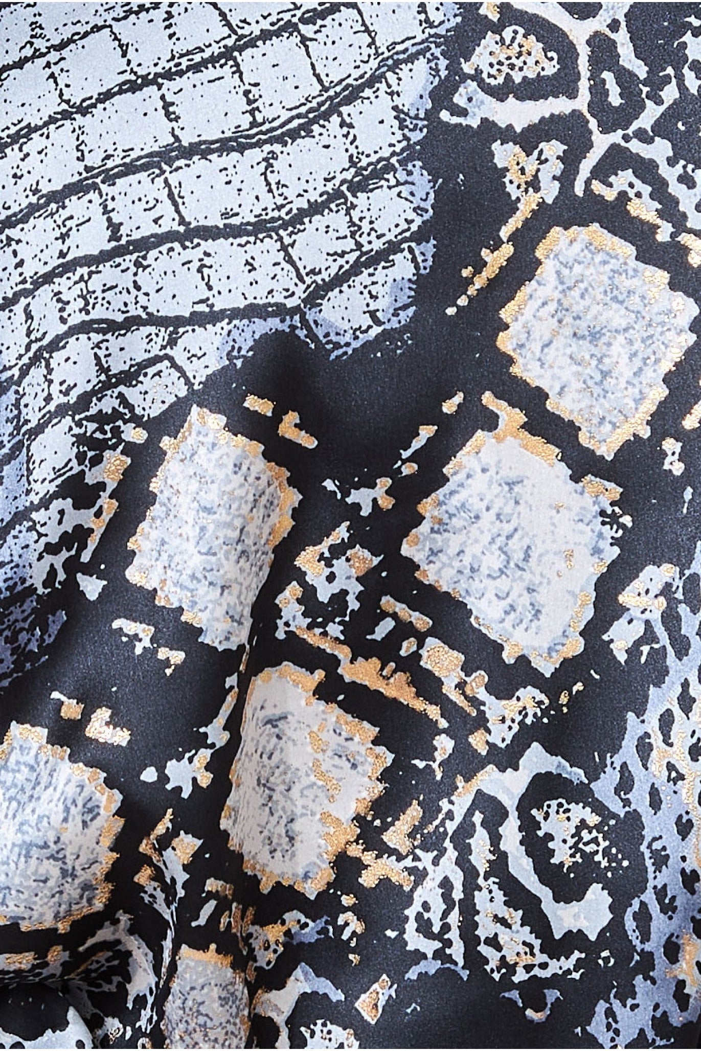 Goddiva Foil Print Kimono With Tassels - Black