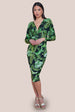 Goddiva Tropical Print Midi With Batwing Sleeves - Green