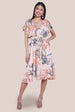 Goddiva Floral Printed Flutter Sleeve Chiffon Midi Dress - Off White