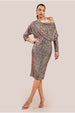 Goddiva Sequin Cowl Neck Midi Dress - Champagne