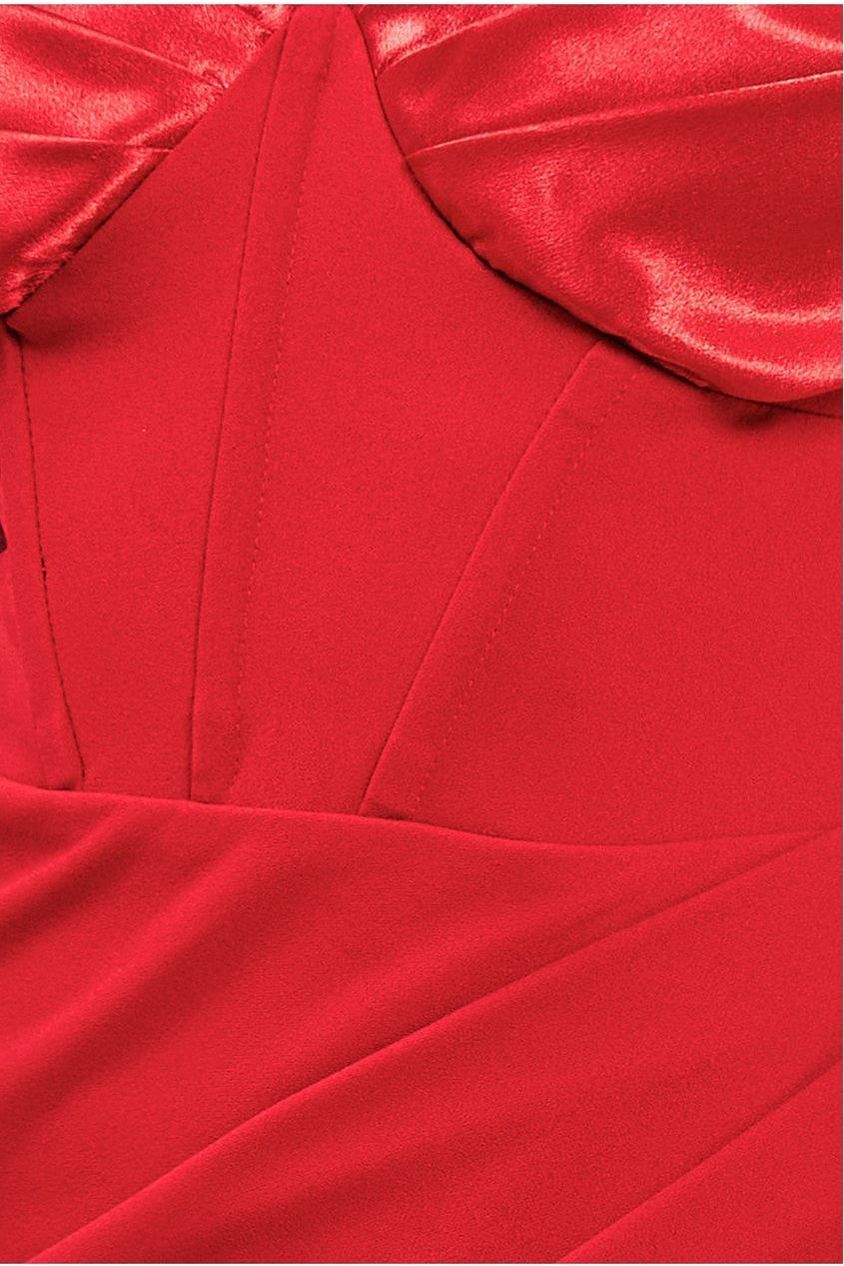 Goddiva Satin & Scuba Off The Shoulder Maxi Dress - Red