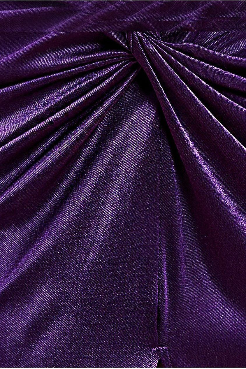 Goddiva Satin Wrap Knotted Midi Dress - Purple